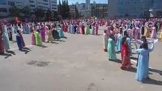 North Korean women practicing for mass games