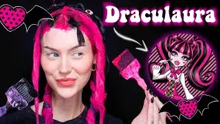 Dyeing my hair like DRACULAURA from Monster High 🧛🏻‍♀️ BLACK & PINK