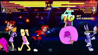 [Mugen GAME] HD Princess J, Elastigirl, Kim P , Elsa Vs Lola B, Princess Bubblegum, Blossom, Daphne