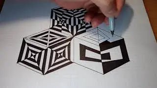 How to draw an incredible optical illusion figure with three cubes that tricks the eyes