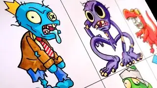 dibujo ROBLOX RAINBOW FRIENDS  pero son ZOMBIES PvZ2 | Paranoid meme roblox  drawings