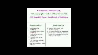 SSC Stenographer Steno Grade C and D Online Form 2024