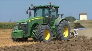 deere 8360R + 8330 in aratura profonda 2017 pianura emilia romagna