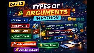Types of Arguments in Python (Positional, Keyword, Default) | Day 10