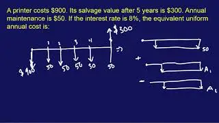 FE Mechanical Exam Practice Problem #15: "A printer costs $900. Its salvage value after 5 years..."
