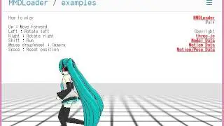 Three.MMDLoader walk animation example