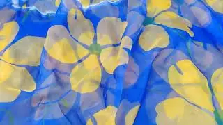 latest big flower print organza fabric