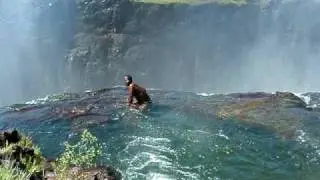 Jumping into Devil's Pool at Victoria Falls