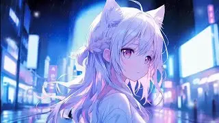 Neko Anime Girl In The Rain Live Wallpaper