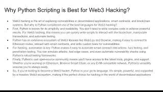 Why Python Scripting is Best for Web3 Hacking