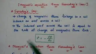 EMF - Maxwell's Equation from Faraday's Law in Tamil - EC3452
