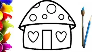 How to Draw a Mushroom House for Children / Easy Drawing Step by Step