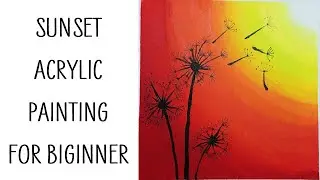 EASY acrylic painting for beginners step by step SUNSET | SIMPLE acrylic painting #6