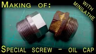 Making of: Special screw [cutting thread on mini lathe, Making hex head]