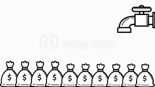 MY BEST ON ADOBSTOCK - Money Bag Flowing Out of a Faucet. Depicting a concept of investment.