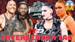 RHEA RIPLEY + RONDA ROUSEY VS. ROMAN REIGNS + THE ROCK INTERGENDER WRESTLING MATCH | WWE 2K23 GAMING