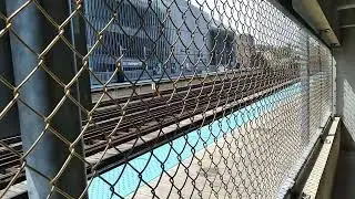 cta red and brown trains at wellington