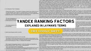 Yandex Search Ranking Factors 👀 (Google Sheet In Description)