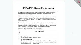 SAP ABAP   Report Programming