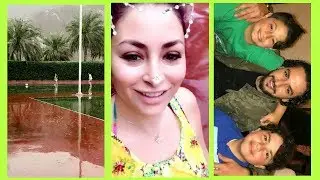 ديما بياعة تلعب طابة مع عائلتها تحت المطر