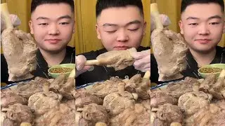 ASMR MUKBANG || EATING BOILED LAMB SHANK WITH SPICY GARLIC SAUCE