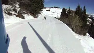 Piste bashing in Flaine 3 // Snowboarding POV