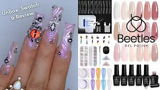 Trying BEETLES Jelly Gels, Chrome Powder, Square Full Covers, Bling & More! Glamorous Demon Nails!
