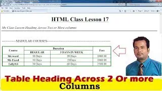 Table Heading Across Two or more columns in html - Lesson17