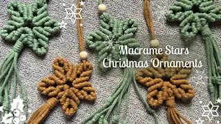 How to make Easy Macrame Stars (Using 4 Cords Only) Christmas Ornaments