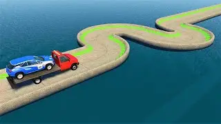 حوادث السرعة - Cars vs Impossible S shaped Bridge - BeamNG Drive