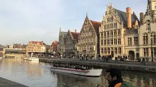 Gent - walk along the sunny promenade