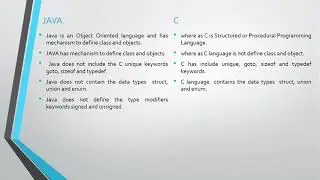 Difference between JAVA and C in Object Orientation Programming