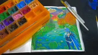 Genshin Impact Gouache Painting ( Art and Chat ) Eula landscape painting