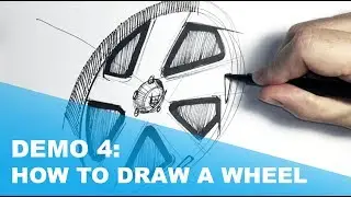 Demo 4: How To Draw A 5 Spoke Car Wheel: sketching a wheel and using bold contrast