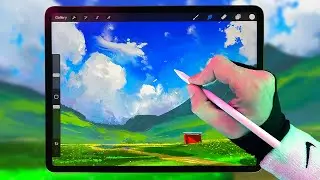 Painting landscapes in Procreate for IPad . Tutorial for beginners in digital art.