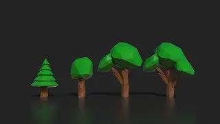 LowPoly Style Trees Modeling 