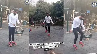 Guinness World Records by performing most skips while wearing roller skates