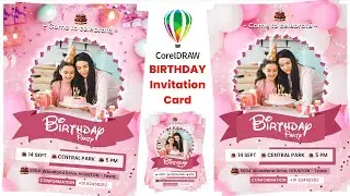 WhatsApp Birthday Invitation Card Design | How to Make Birthday Card Design in CorelDraw Tutorial