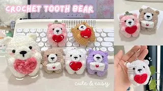 How to Crochet Tooth Bear 🧸🦷 Crochet Valentine’s Keychain l Amigurumi for Beginners l Monua DIY