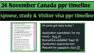 24 November Canada  ppr timeline today | Sowp, study visa, work permit and sowp ppr timeline today