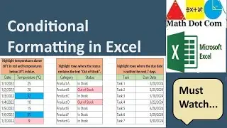 Conditional Formatting in Excel 365 | Math Dot Com
