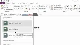 Switching Between Notebooks in OneNote 2013