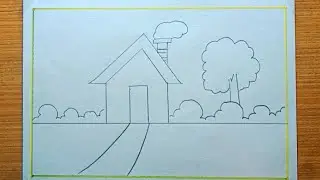 Easy Village Scenery Drawing | Step by Step Drawing Tutorial