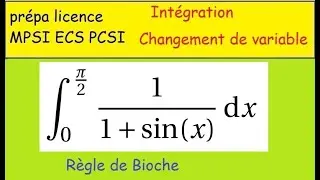 Intégration par changement de variable 1 sur 1+sinx  avec x=tant sur 2  Règle générale de Bioche