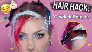 How to get rid of a COWLICK permanently! Tutorial using relaxer 😌👌🏻