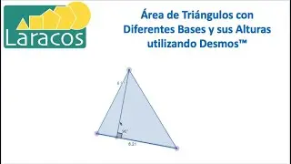 Área de un triángulo con cada una de bases y alturas. Se comprueba con Desmos.
