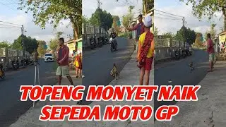 AKA RISKY LIHAT TOPENG MONYET 😅 MONYETNYA BISA NAIK SEPEDA MOTOR