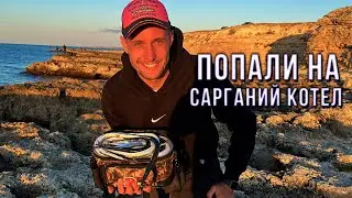 Сарган жадно атакует пилькер! Рыбалка на Черном море.