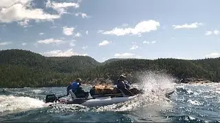 Extreme boating with GALA canoes Challenger on Lake Superior in rough weather