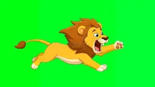 Green screen lion running 